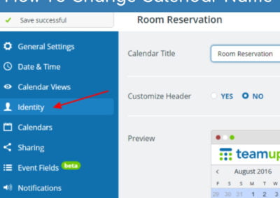 How to change the calendar name or title on Teamup calendar