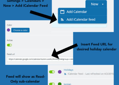 Add a holiday calendar feed to your own calendar