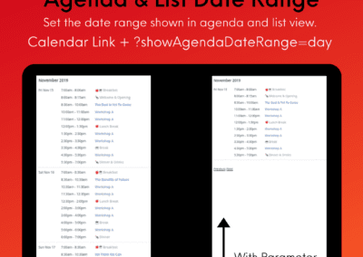 How to utilize calendar link parameters to customize date range on agenda and list view