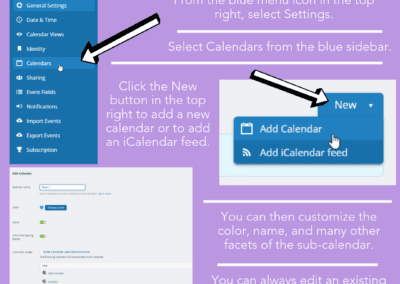 Create New Sub-calendars by clicking on Add/Edit under the calendar list on the left panel