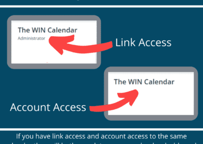 account and link access on calendar dashboard