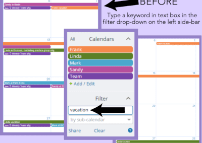 How to filter your calendar view by using keywords
