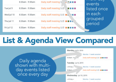 List and Agenda view compared on Teamup