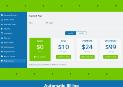 New Teamup billing system with automatic billing yearly or monthly
