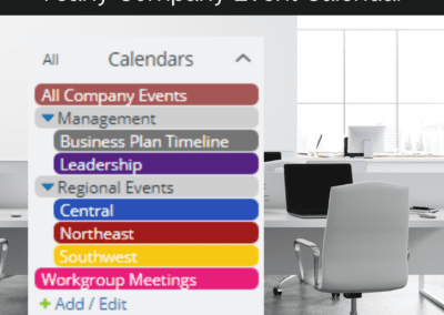 Yearly company event calendar sub-calendar inspiration