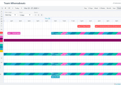 The Timeline calendar view on multi-day setting with 5 days